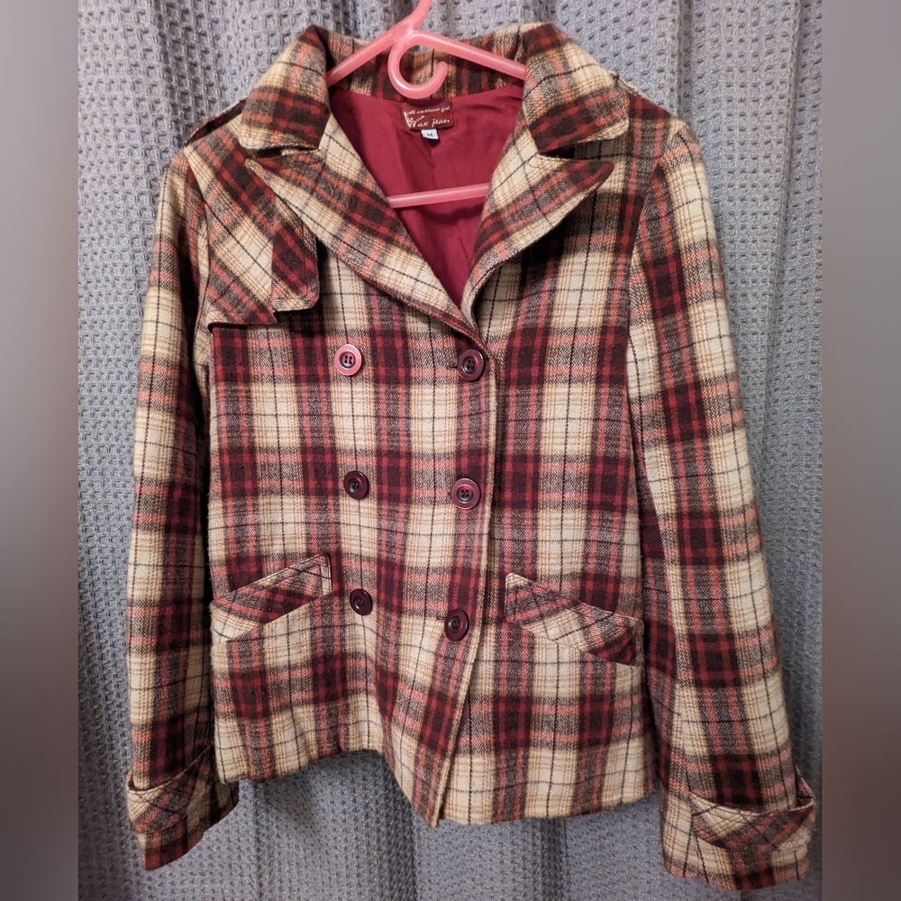 Wax Jean Plaid Button Blazer